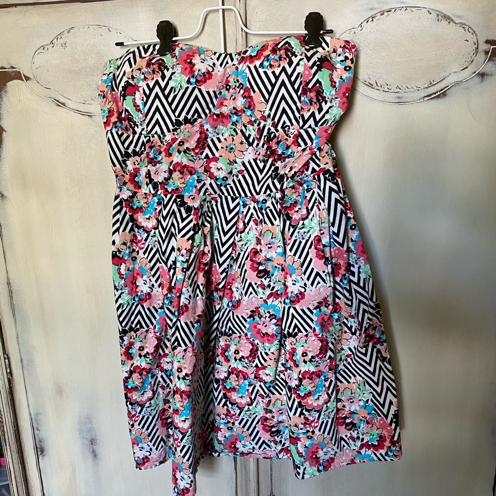 Strapless fit and flare dress